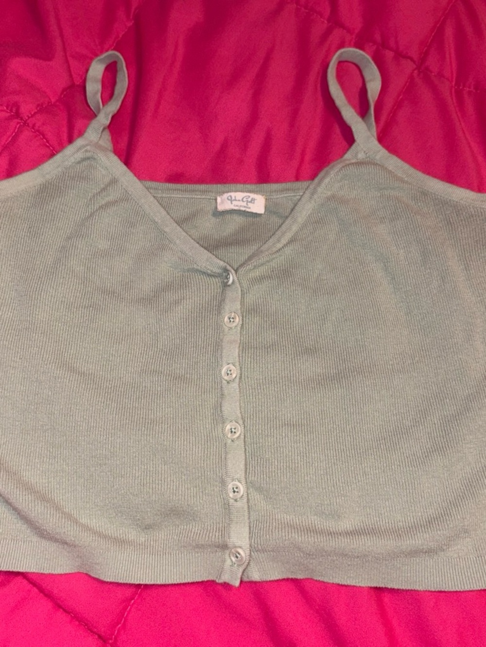 PacSun Light Sage Ribbed Button-Down Cami